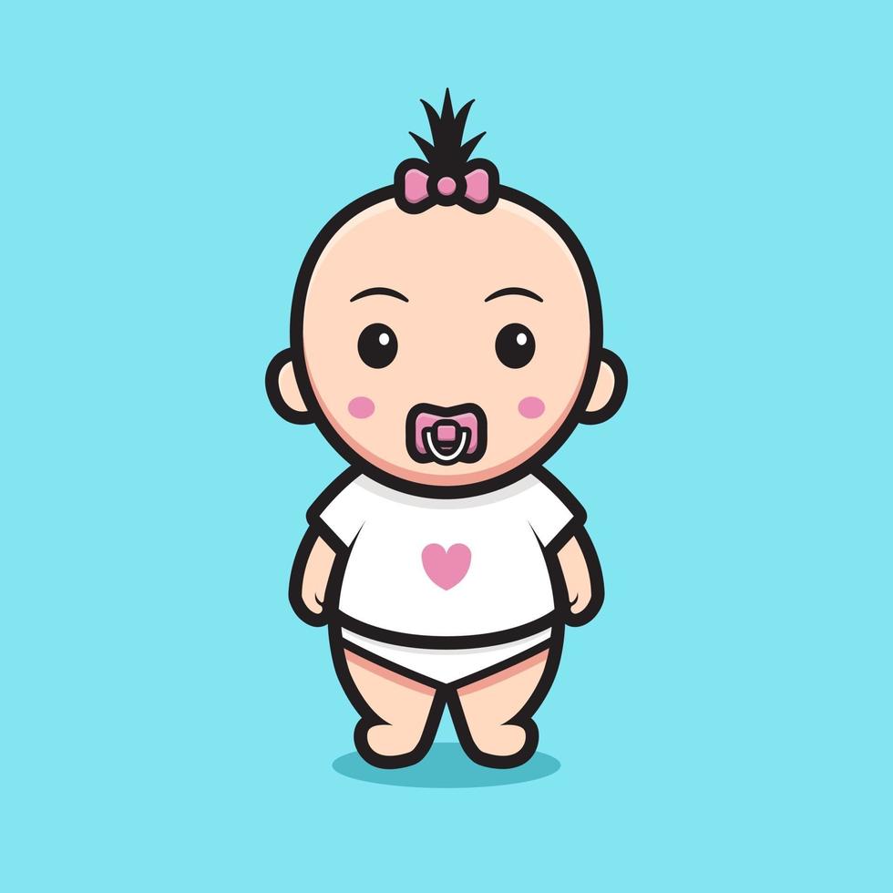 cute baby girl wearing love t-shirt vector