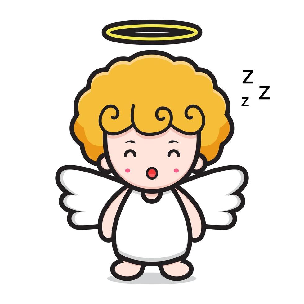 cute angel cartoon character sleeping vector