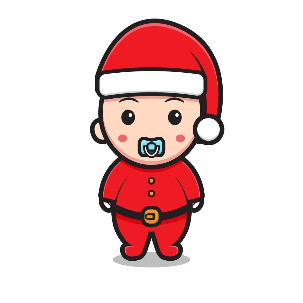 cute baby character wear santa claus costume vector