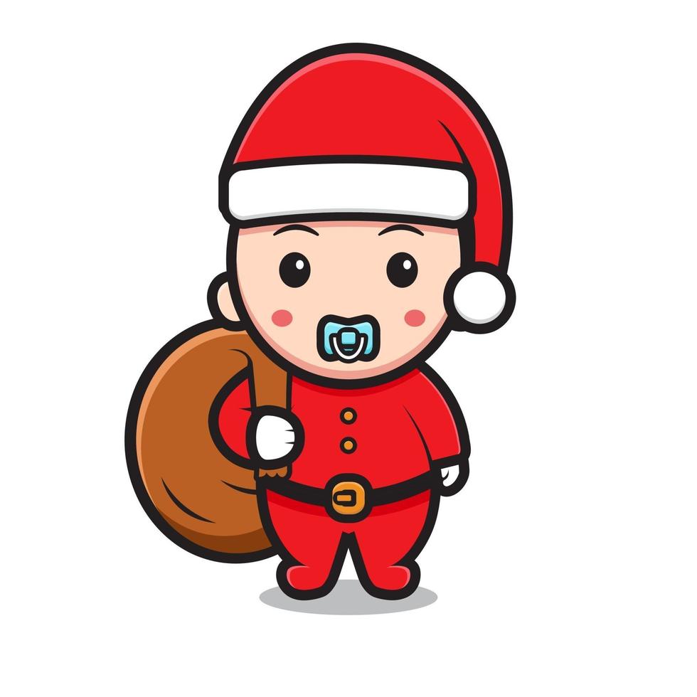 lindo personaje de bebé use traje de santa claus vector