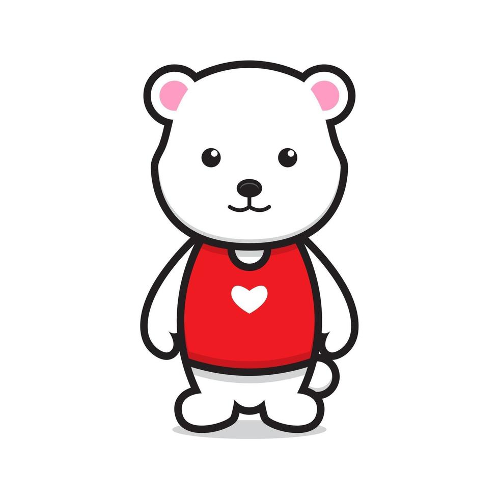 cute bear mascot character wear love t shirt vector