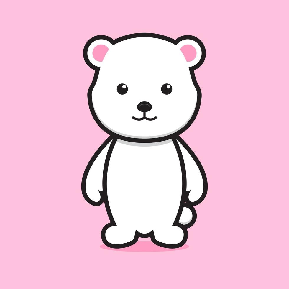 lindo personaje de dibujos animados de oso blanco con cara de sonrisa vector