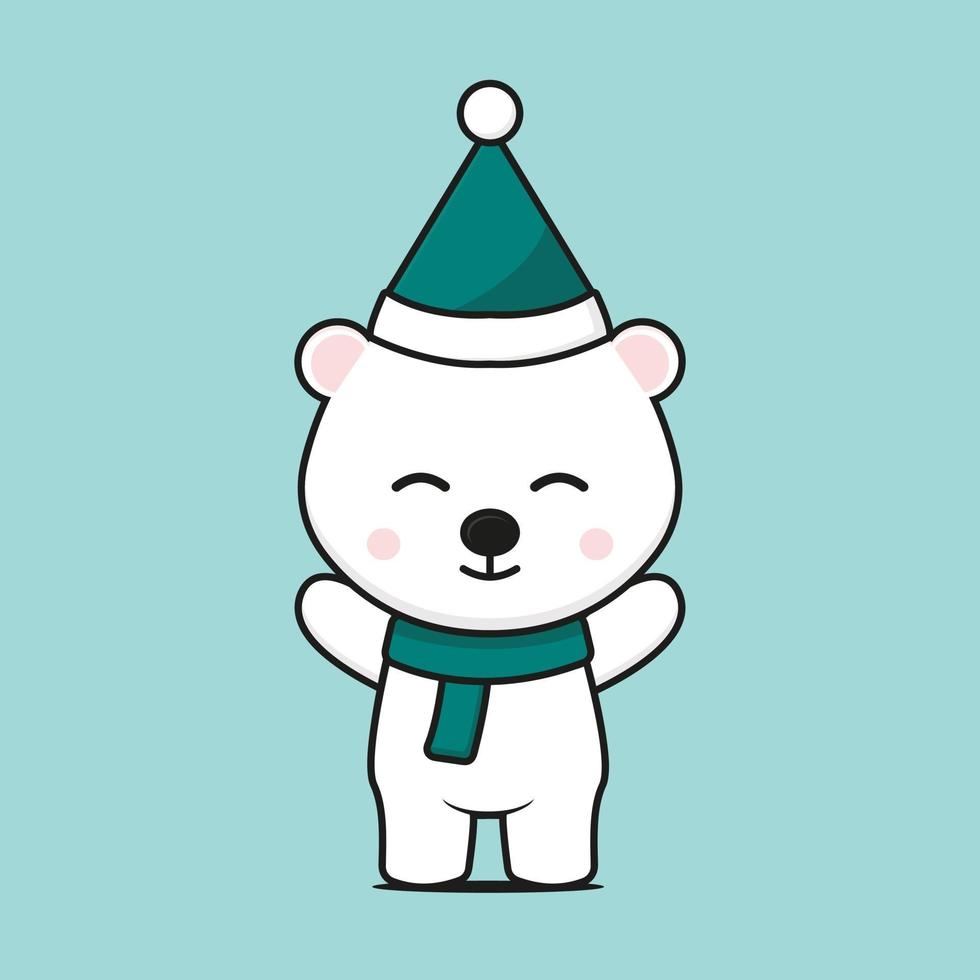 cute bear mascot character christmas theme vector