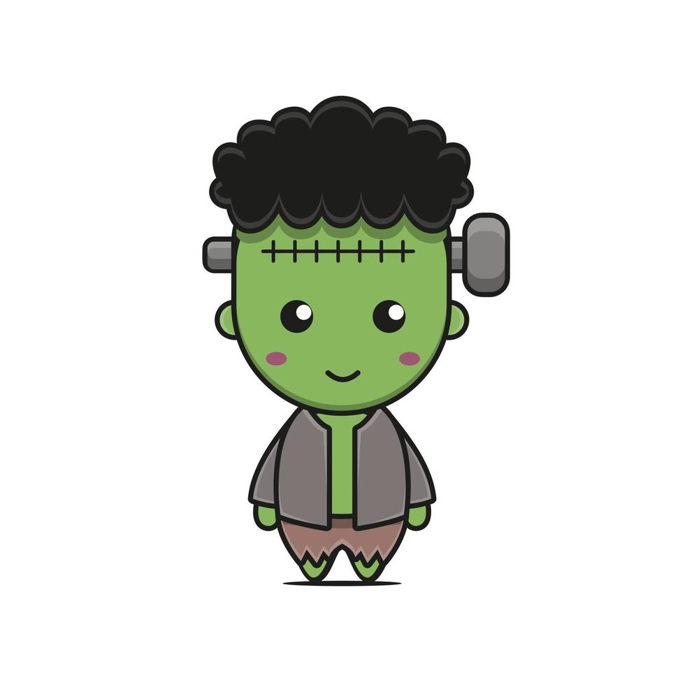 lindo personaje de la mascota de frankenstein tema de halloween vector