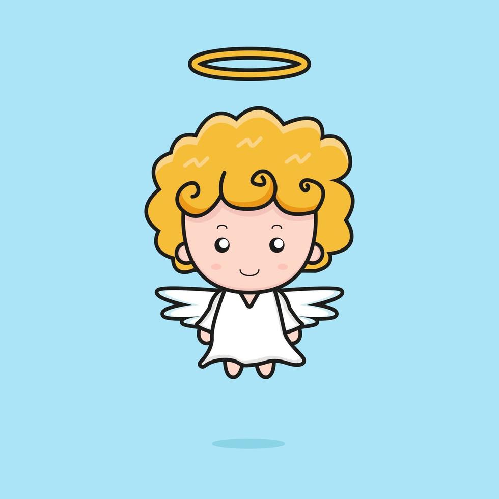 cute angel mascot character illustration vector