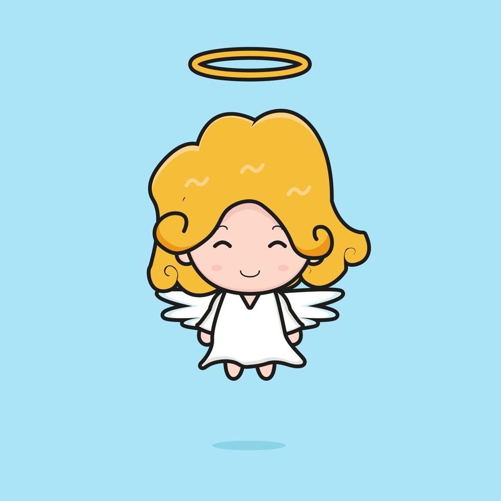 cute angel mascot character illustration vector