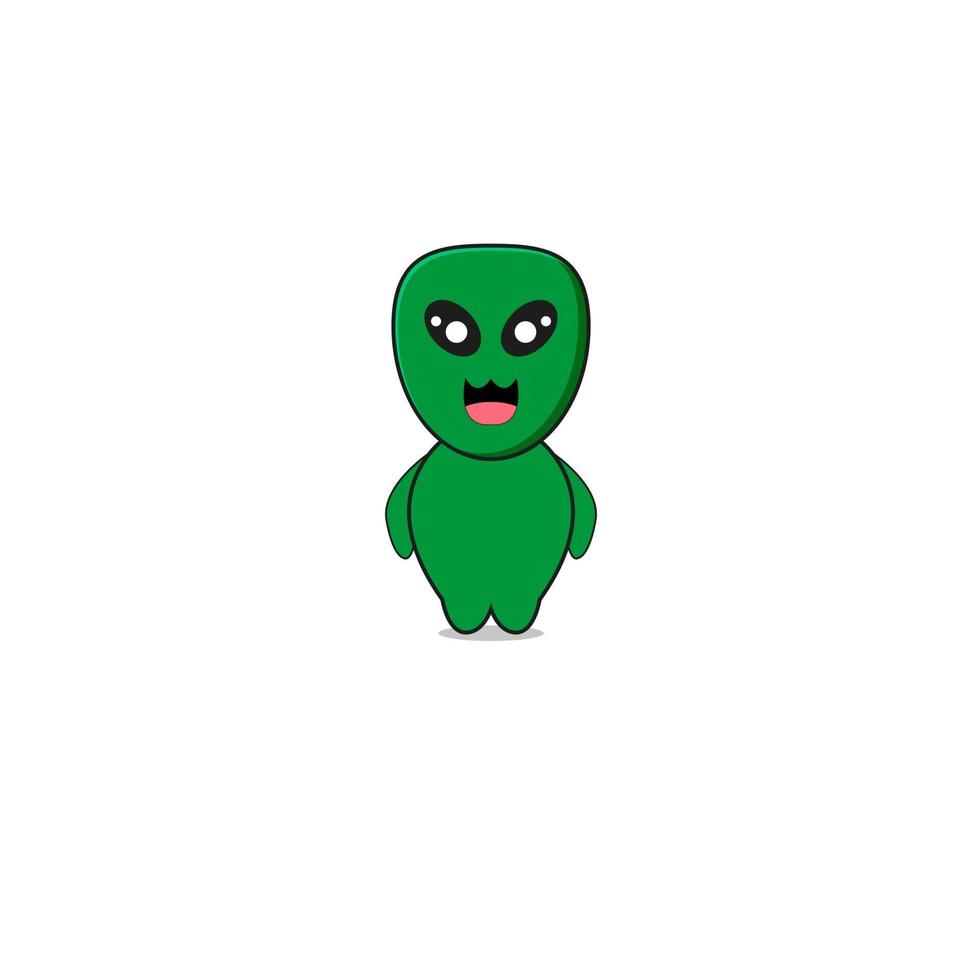 Cute Green Alien Mascot Character vector