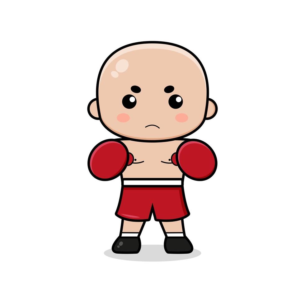 lindo personaje de mascota calva de boxeo vector