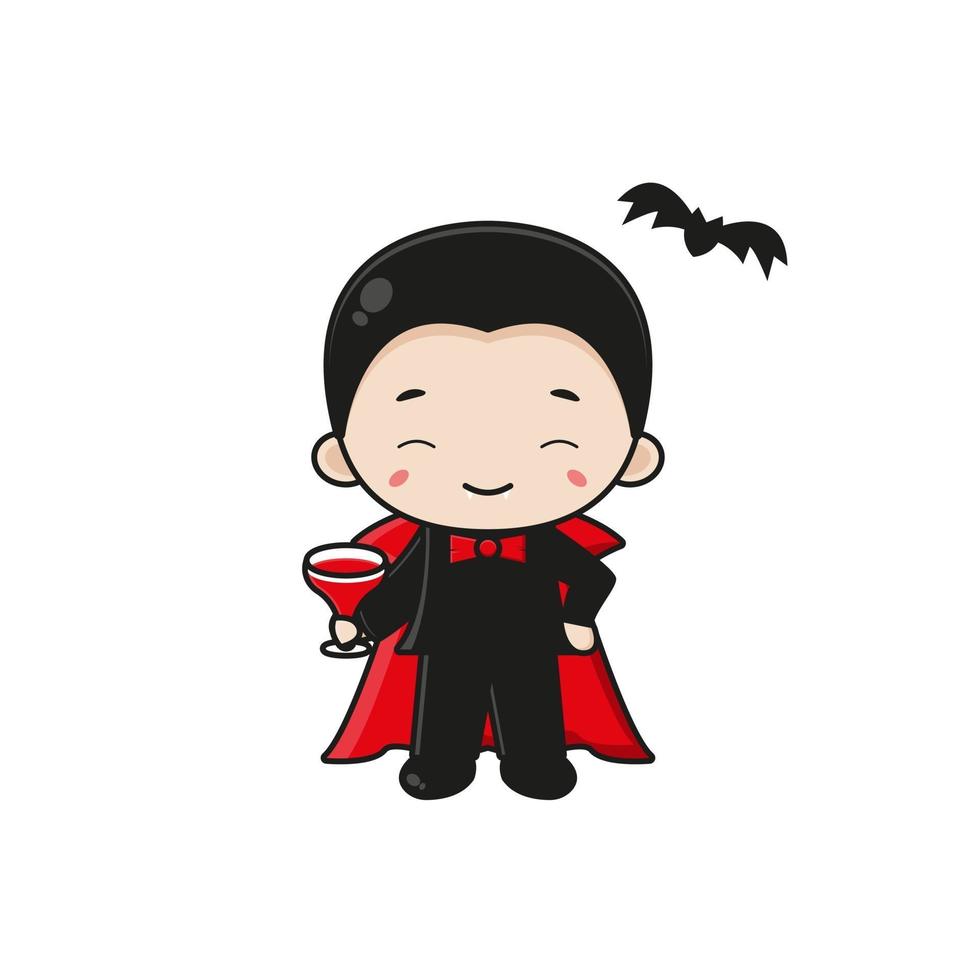 ilustración linda del personaje de la mascota del vampiro vector