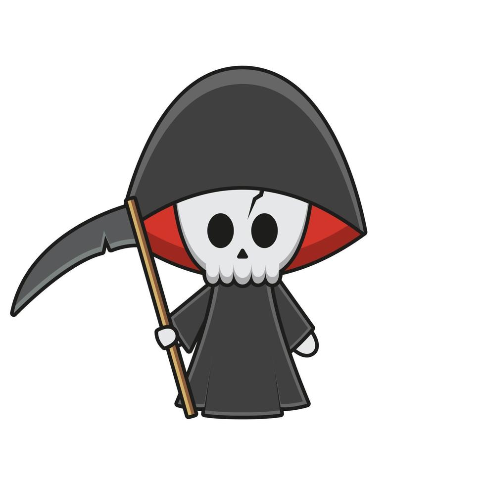 cute grim reaper mascot character halloween theme vector