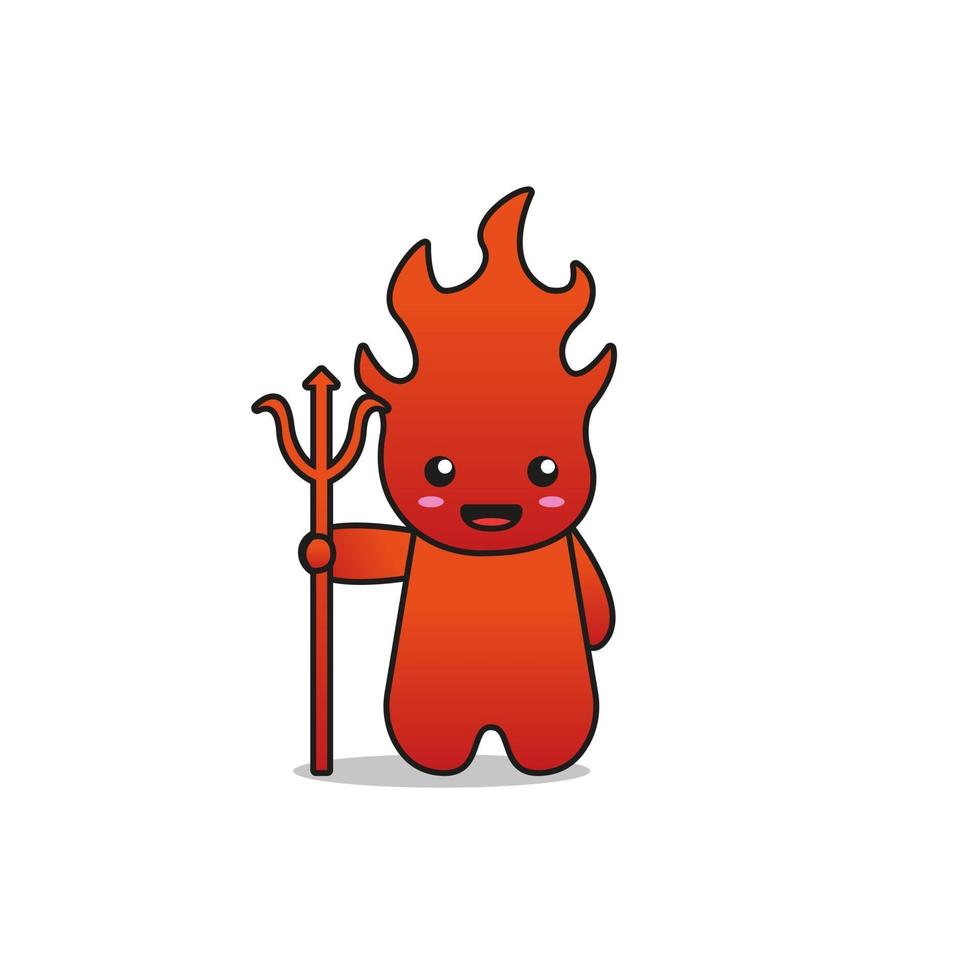 ilustración de personaje de mascota de fuego lindo vector