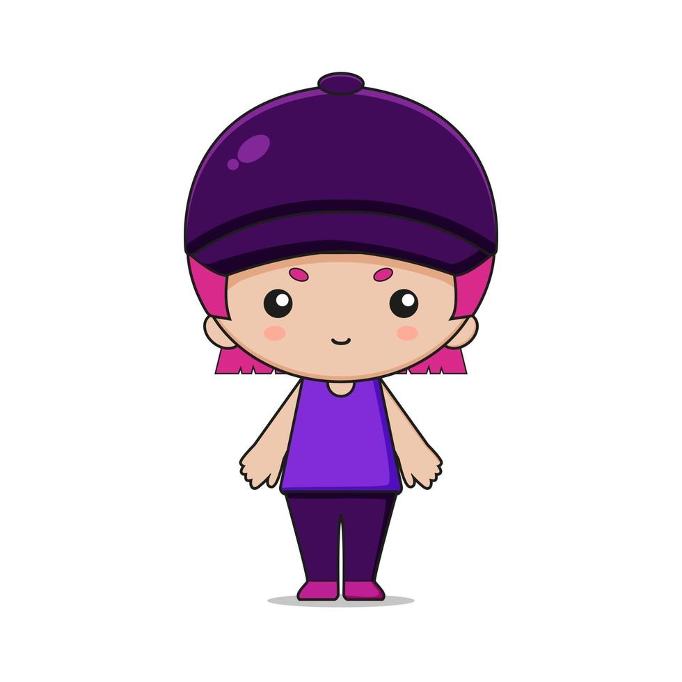 Cute Girl Mascot Character Illustration vector