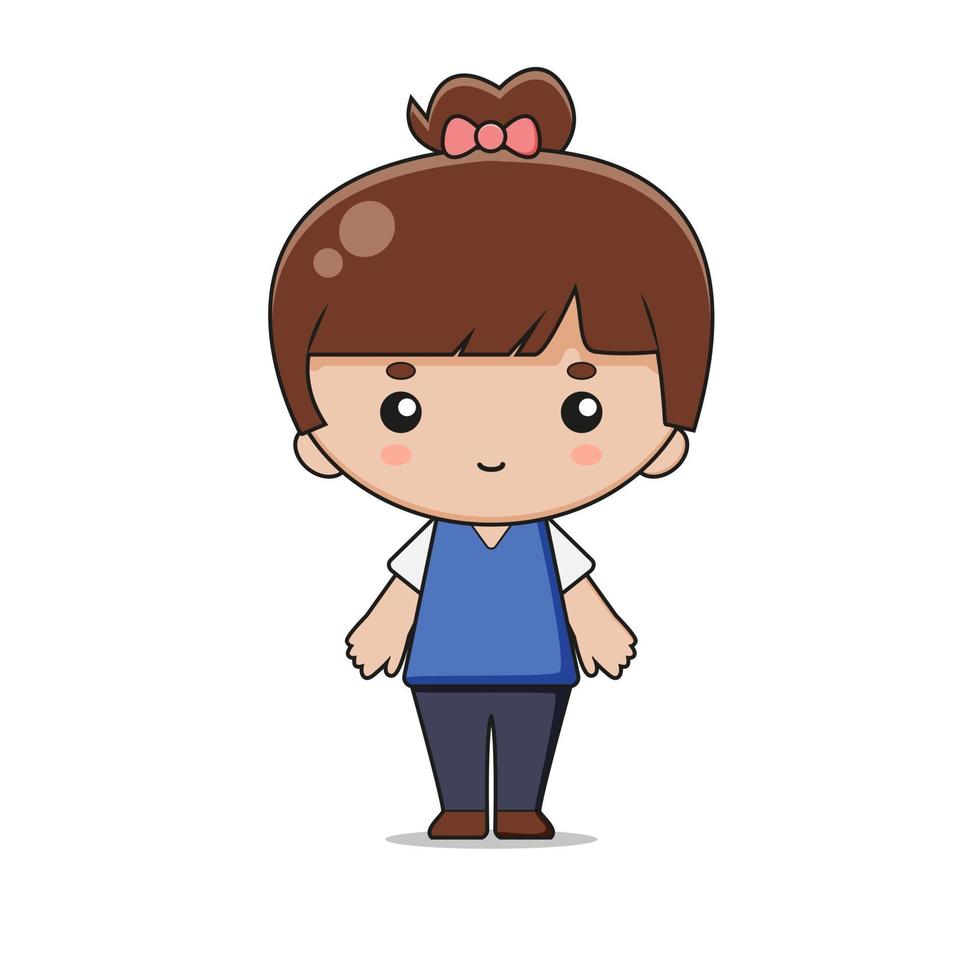 Cute Girl Mascot Character Illustration vector