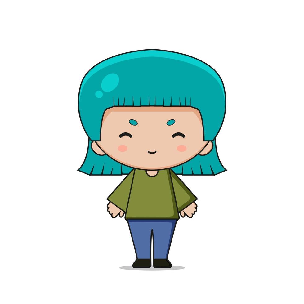 Cute Girl Mascot Character Illustration vector