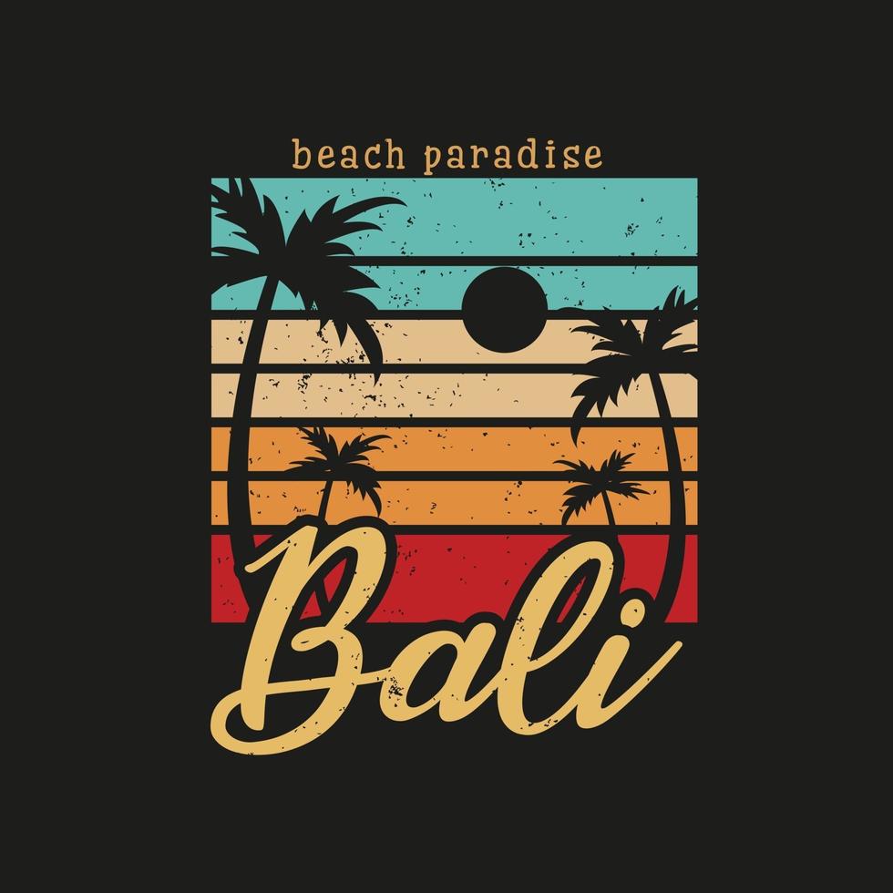 ilustración del paraíso de la playa de bali para el surf vector