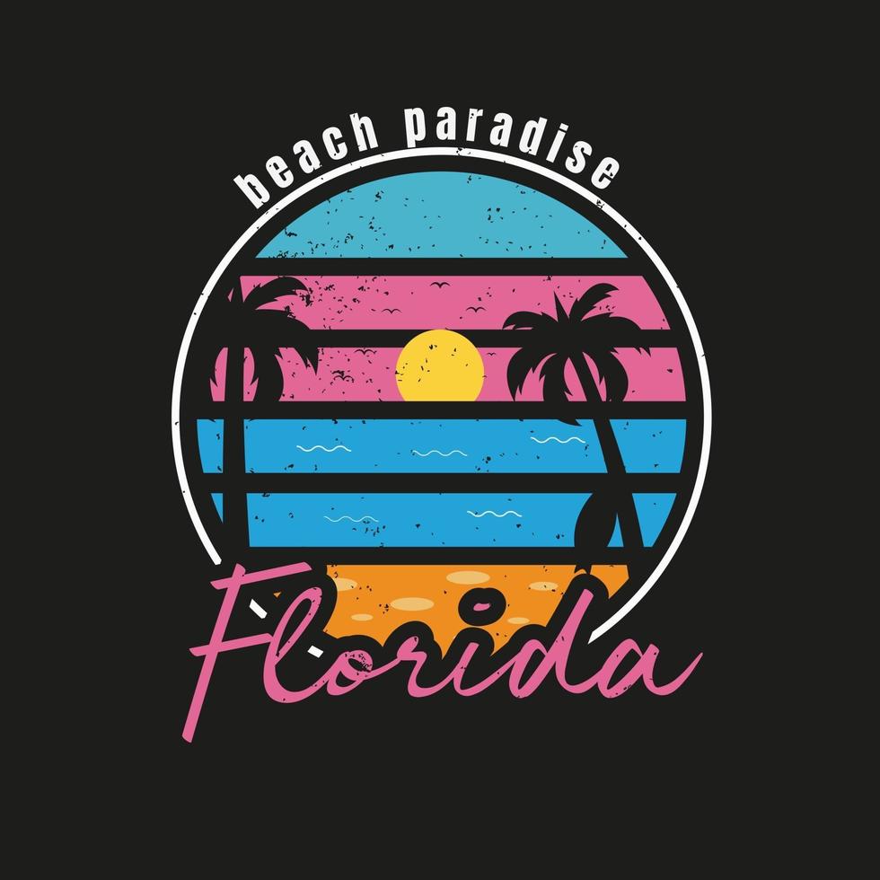 ilustración del paraíso de la playa de florida para el surf vector