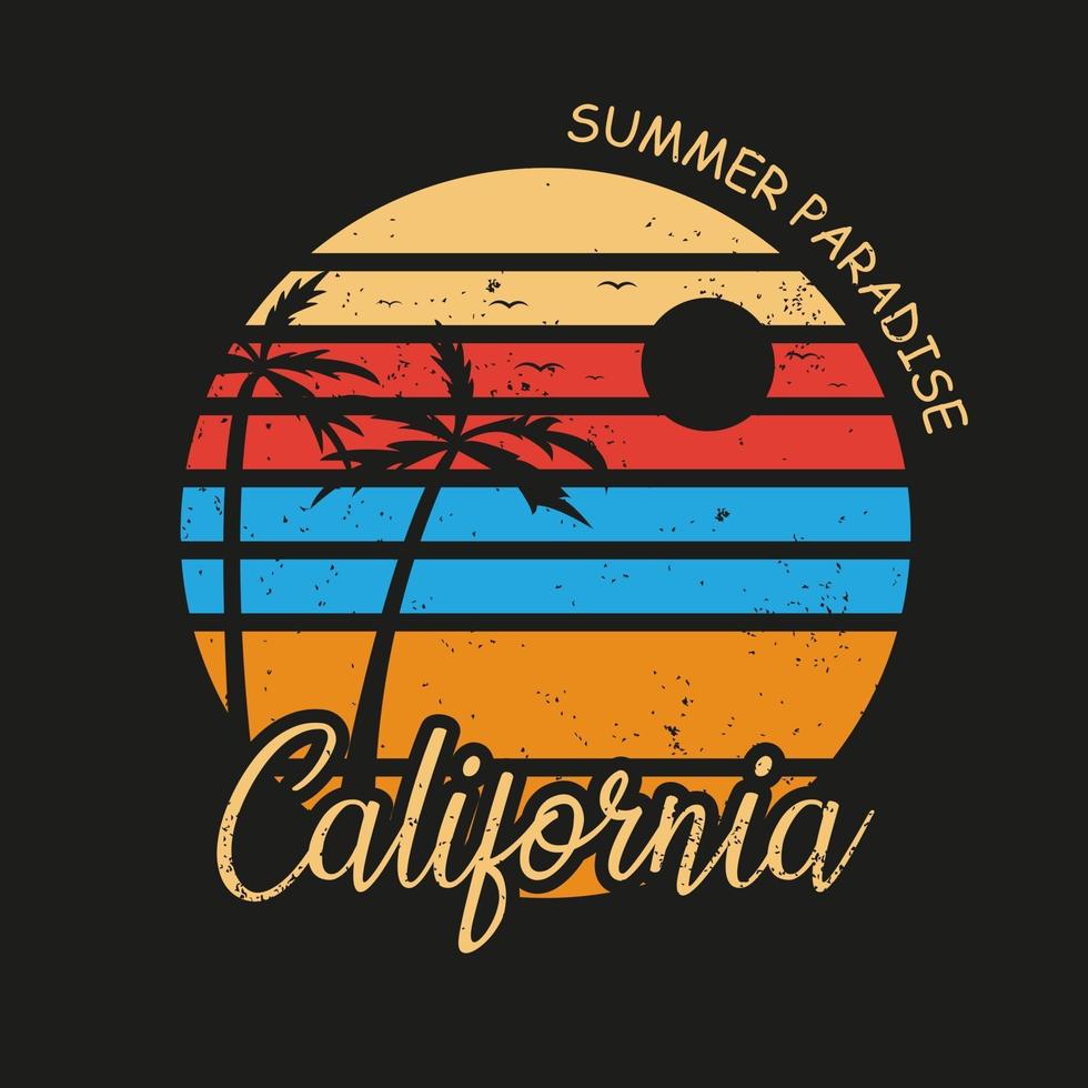 ilustración del paraíso de la playa de california para el surf vector