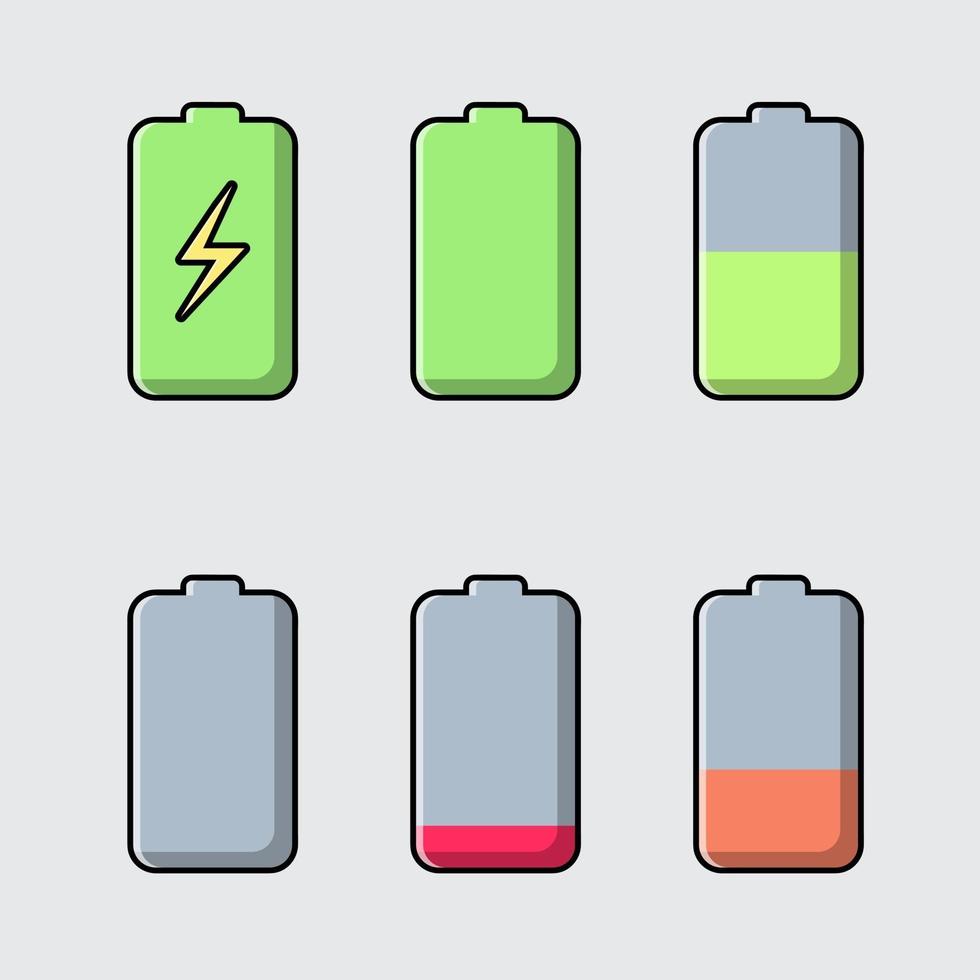 Battery charge level indicator set vector