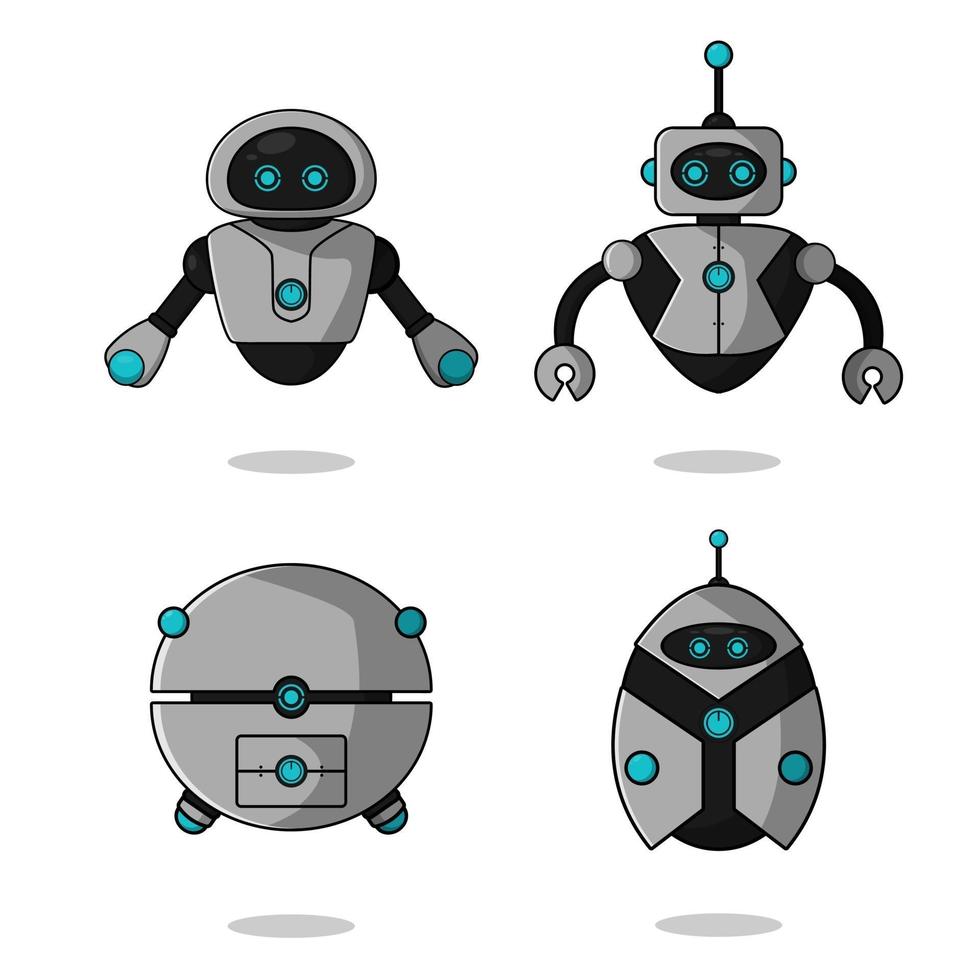 Cute Flying Robot Mascot Set vector