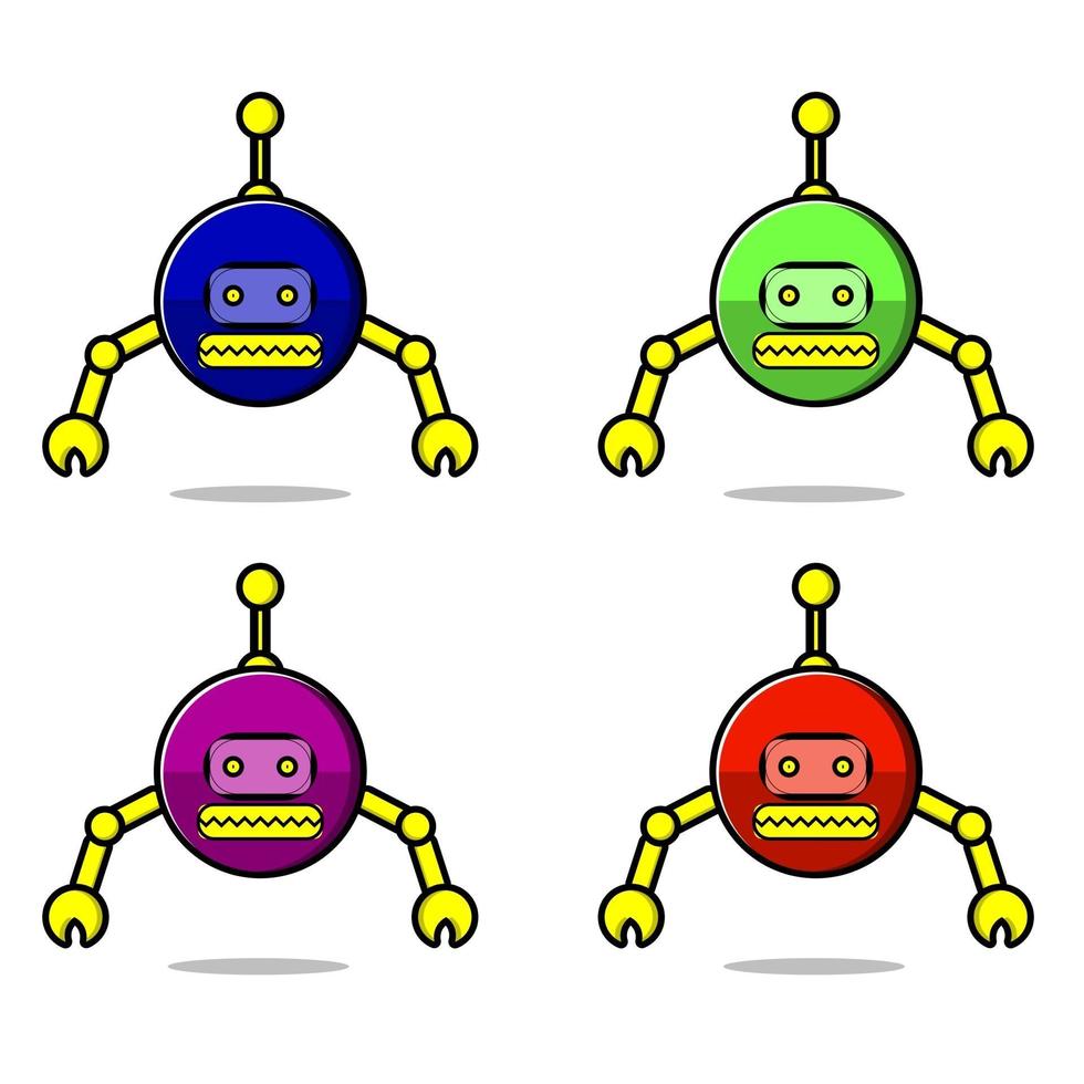 Cute Flying Robot Mascot Set vector