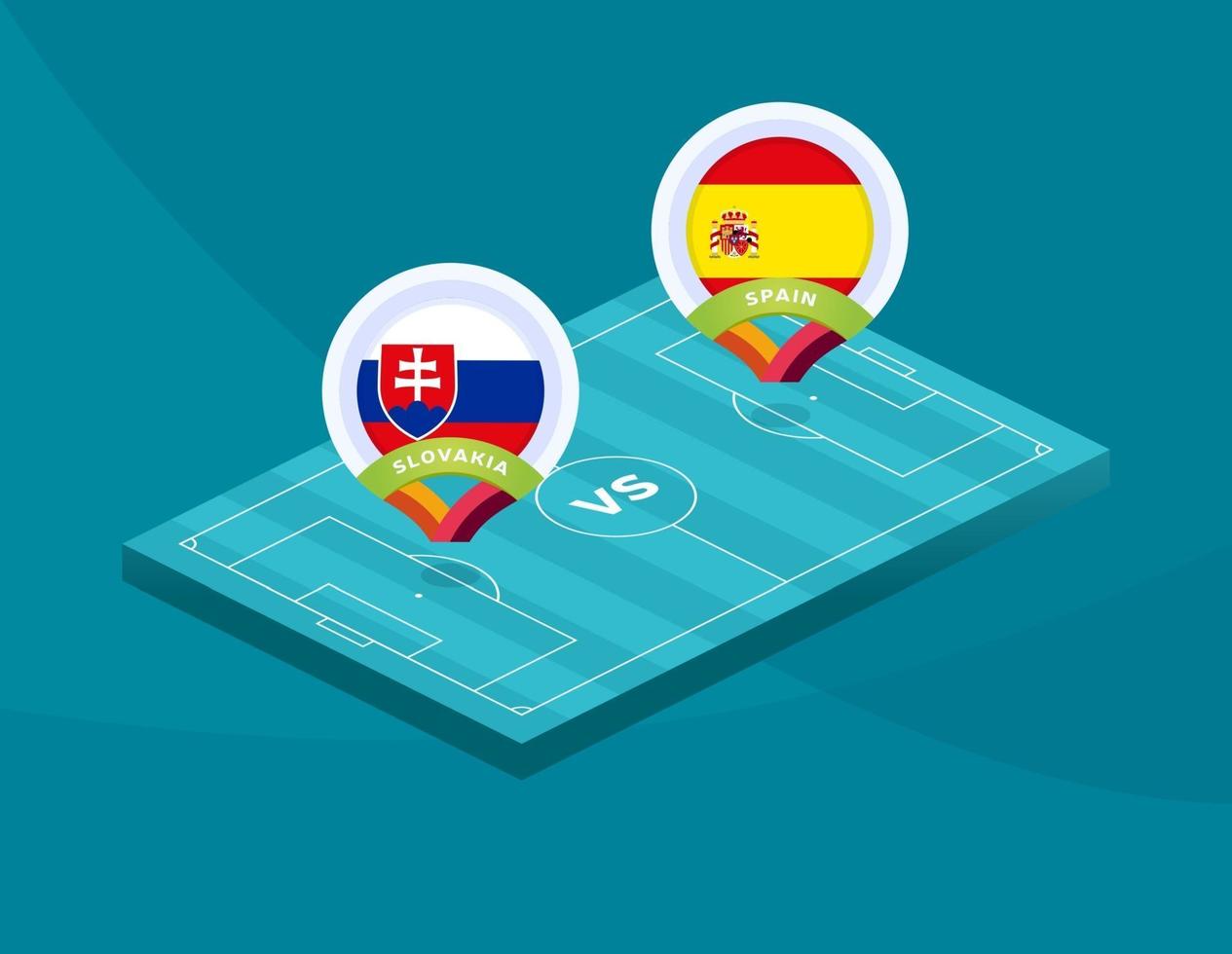 Slovakia vs spain isometric field vector