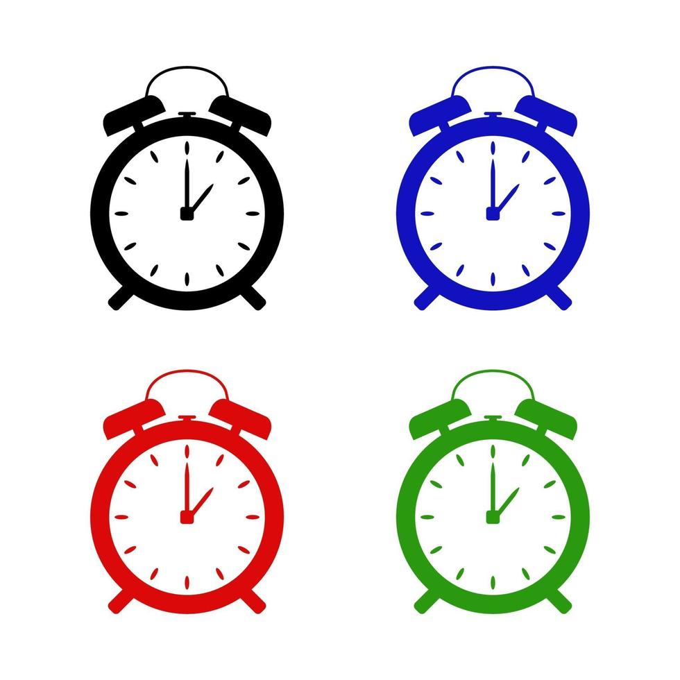 Conjunto de reloj despertador sobre fondo blanco. vector