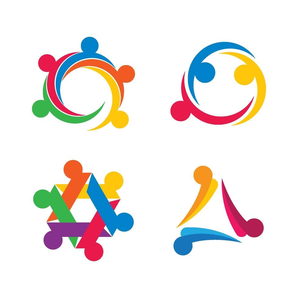 conjunto de diseño de imágenes de logotipo de atención comunitaria vector