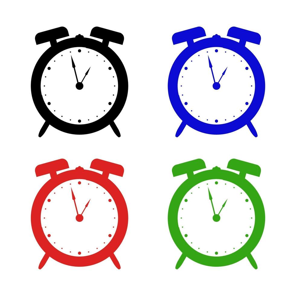Set Of Alarm Clock On White Background vector