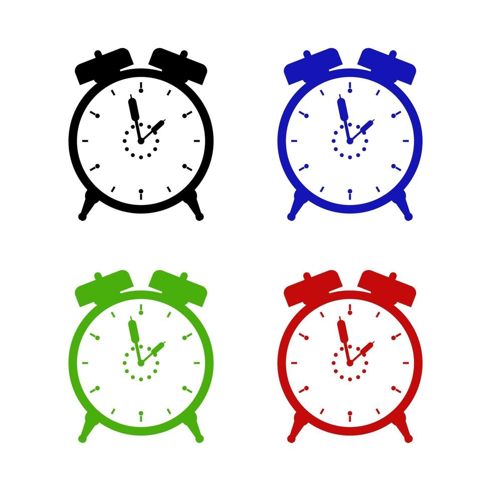Conjunto de reloj despertador sobre fondo blanco. vector