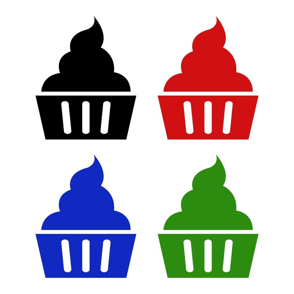 Set Of Cup Cake On White Background vector