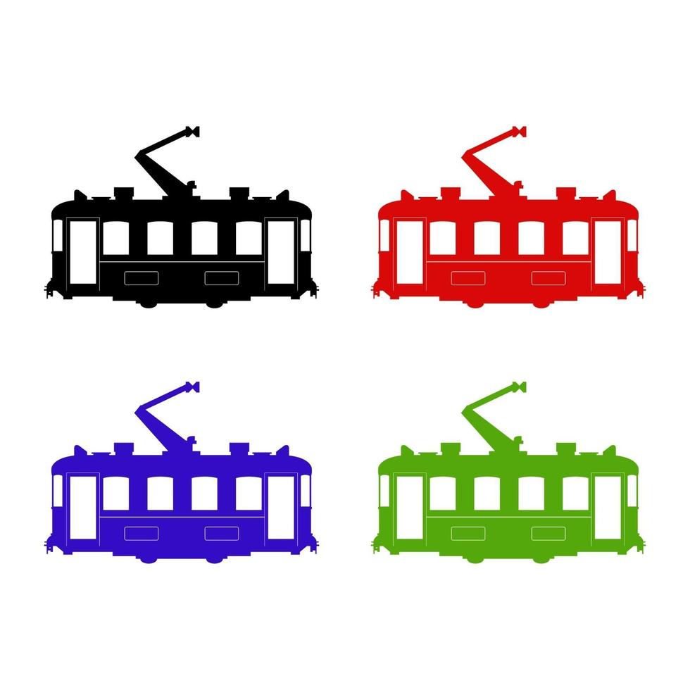 Tram Set On White Background vector