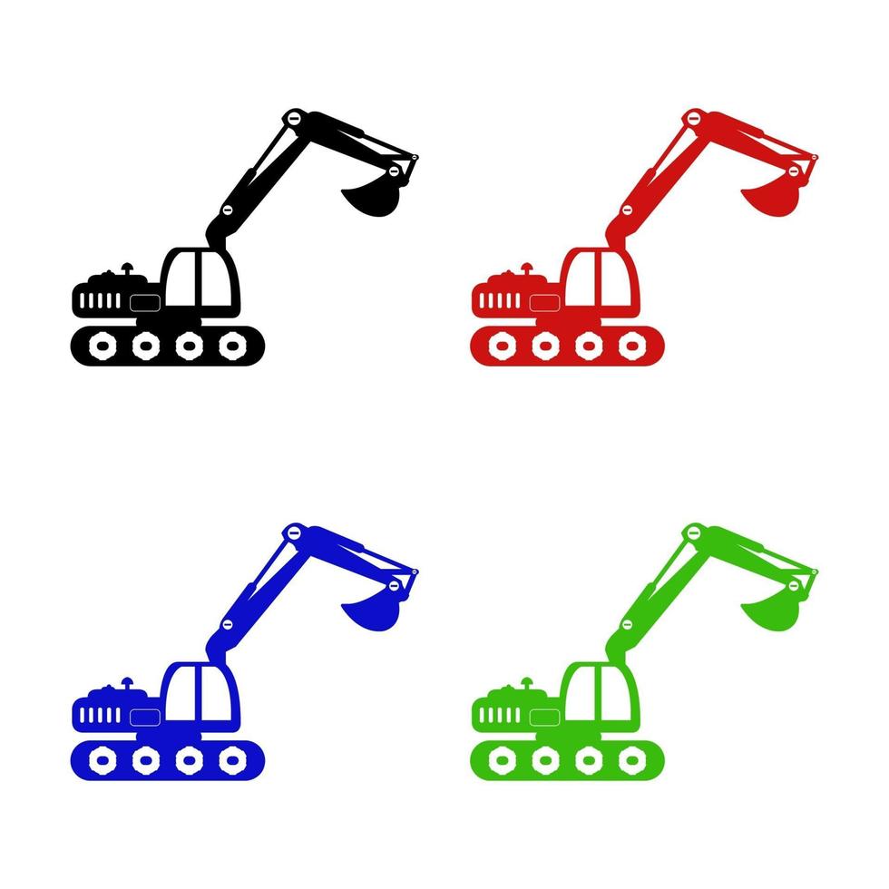 Set Of Excavator On White Background vector