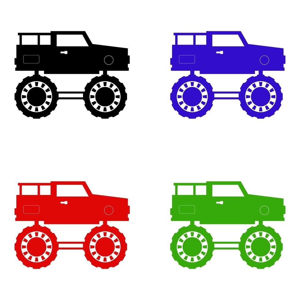 Monster Truck Set On White Background vector