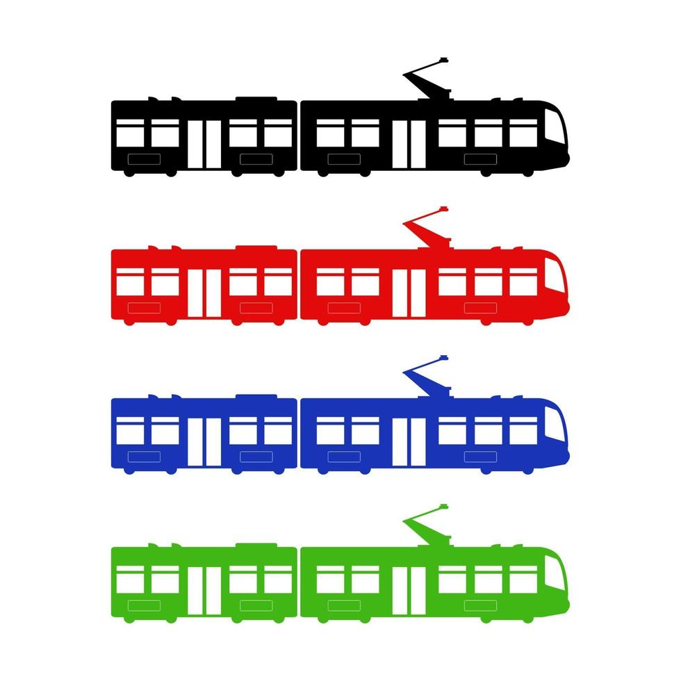 Tram Set On White Background vector