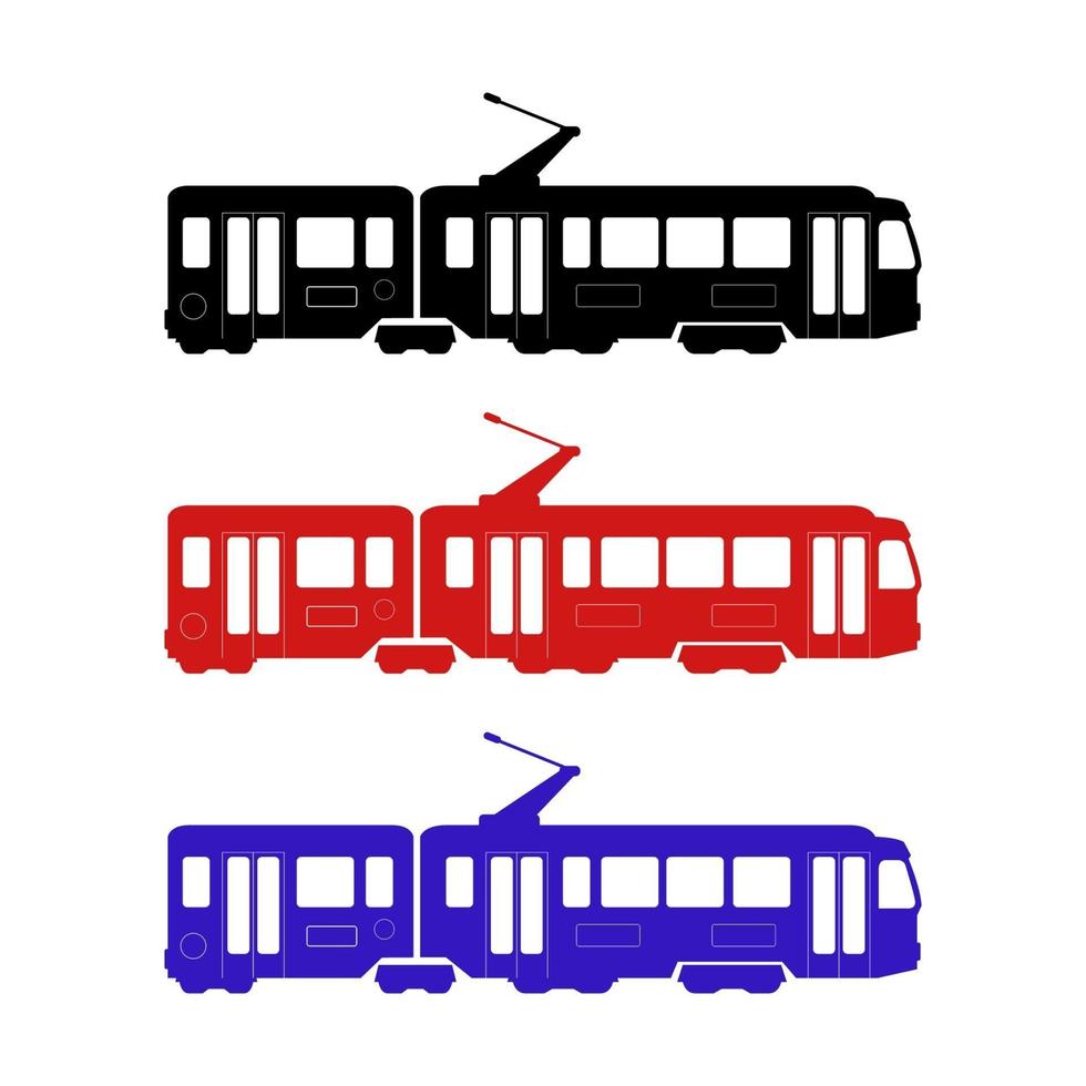 Tram Set On White Background vector