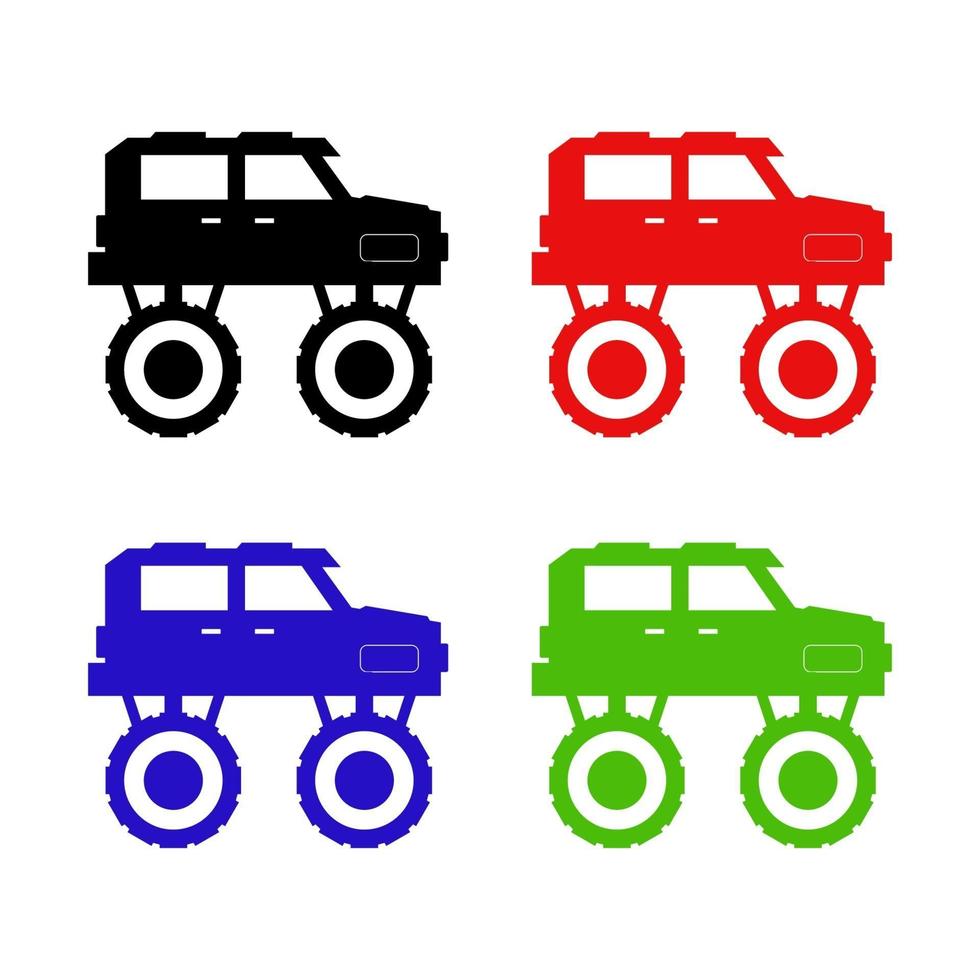 Monster Truck Set On White Background vector