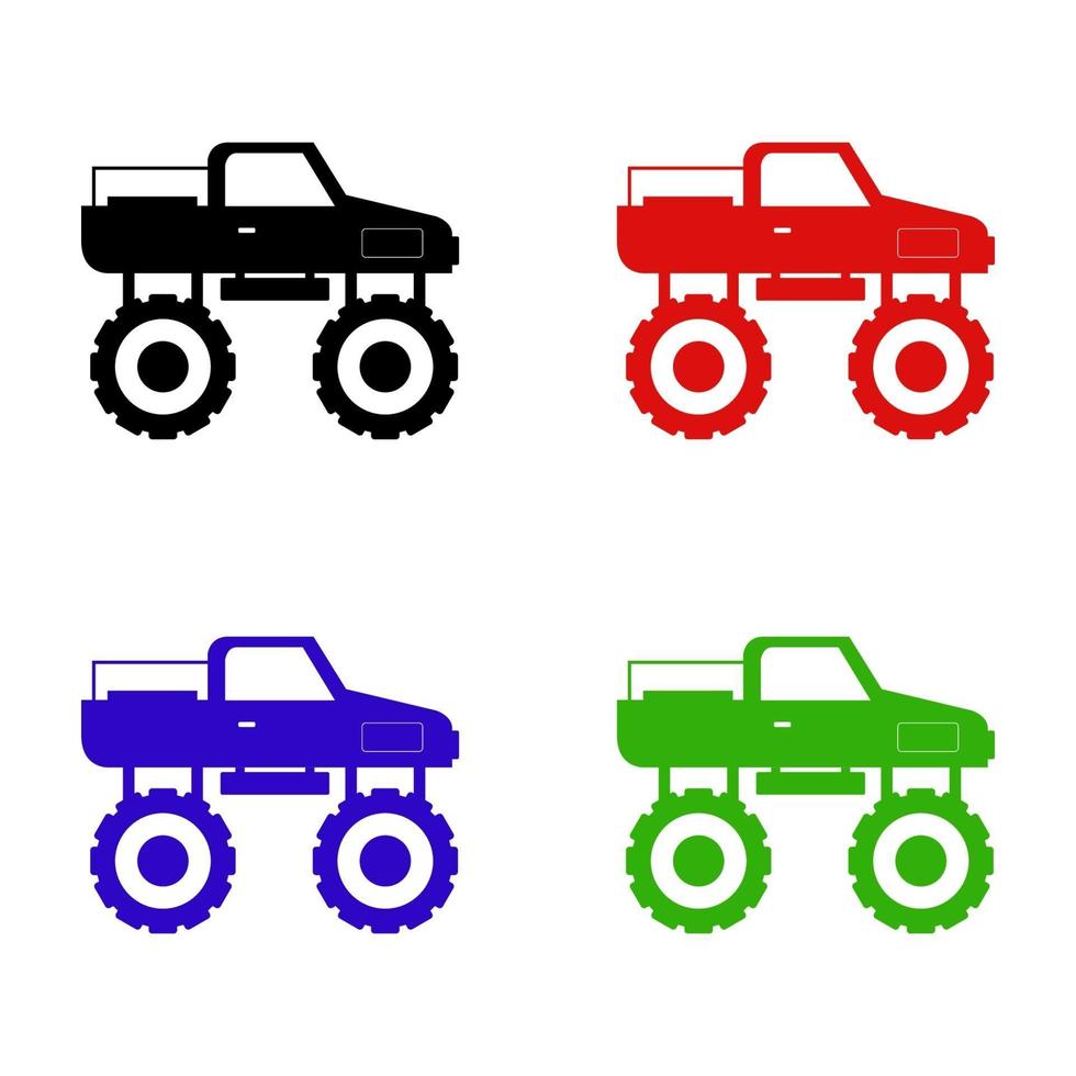 Monster Truck Set On White Background vector