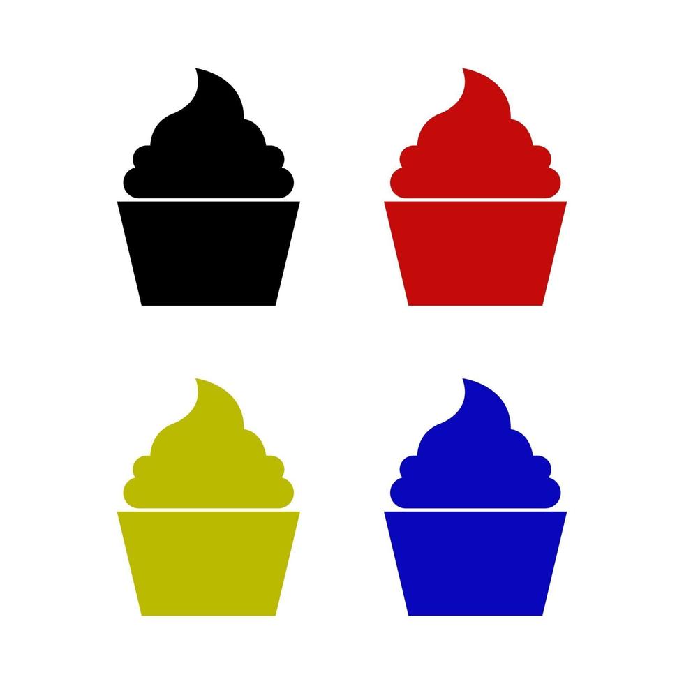 Set Of Cup Cake On White Background vector