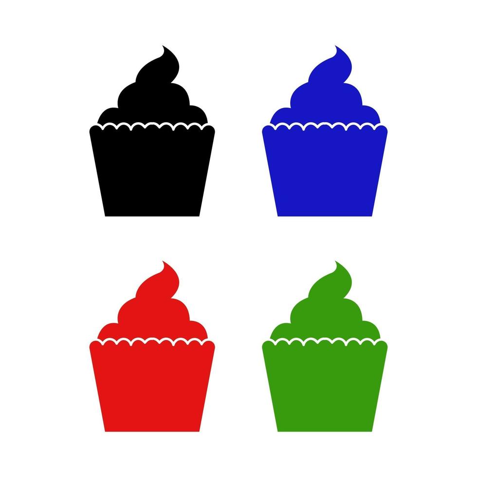 Set Of Cup Cake On White Background vector