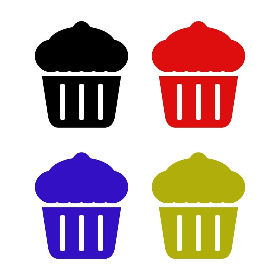 Set Of Cup Cake On White Background vector