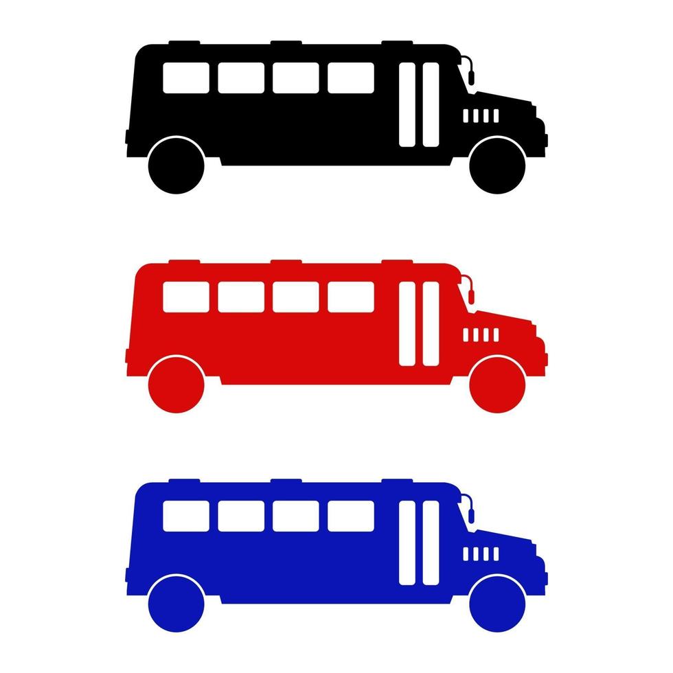 Conjunto de autobús escolar sobre fondo blanco. vector