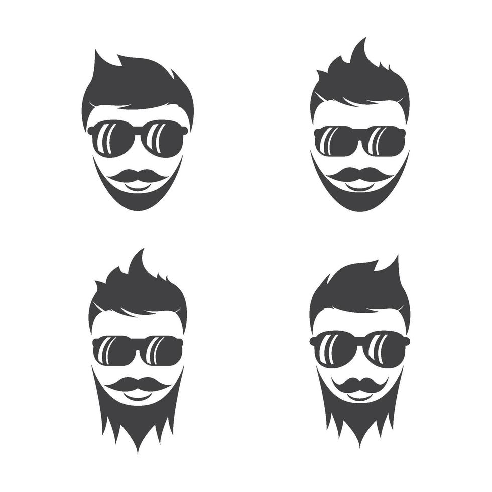 Gentleman face logo images illustration set vector