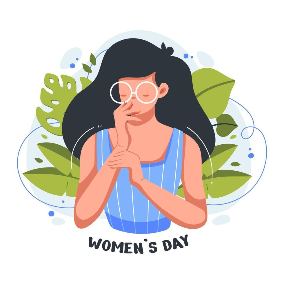 Flat illustration of Beautiful and cute girl in the celebration for international women's day vector