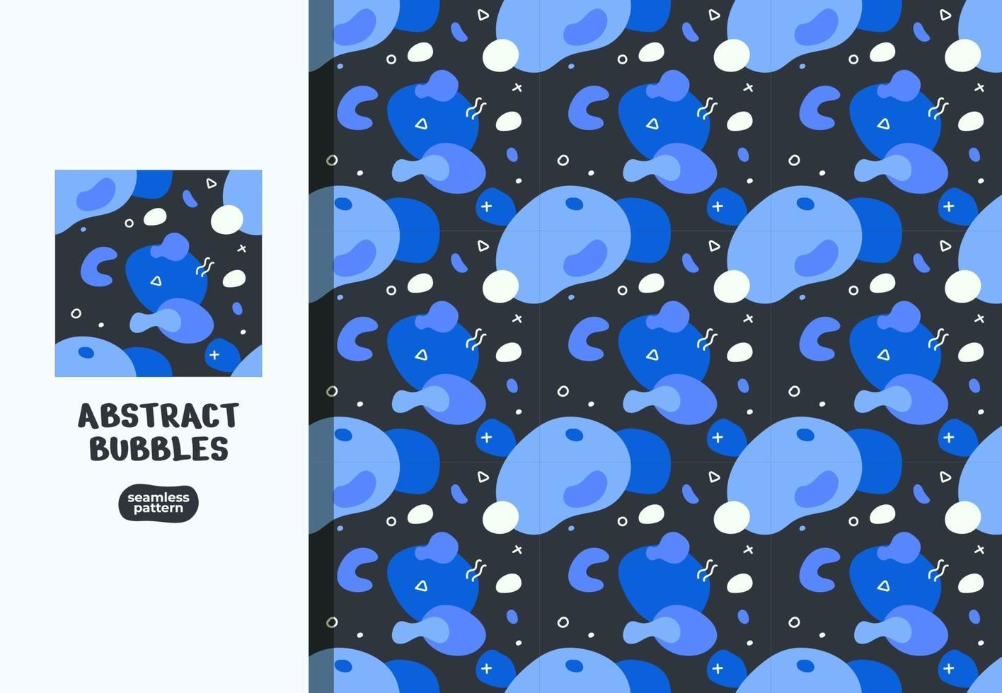 Blue Abstract Bubbles Seamless Pattern Vector Illustrations