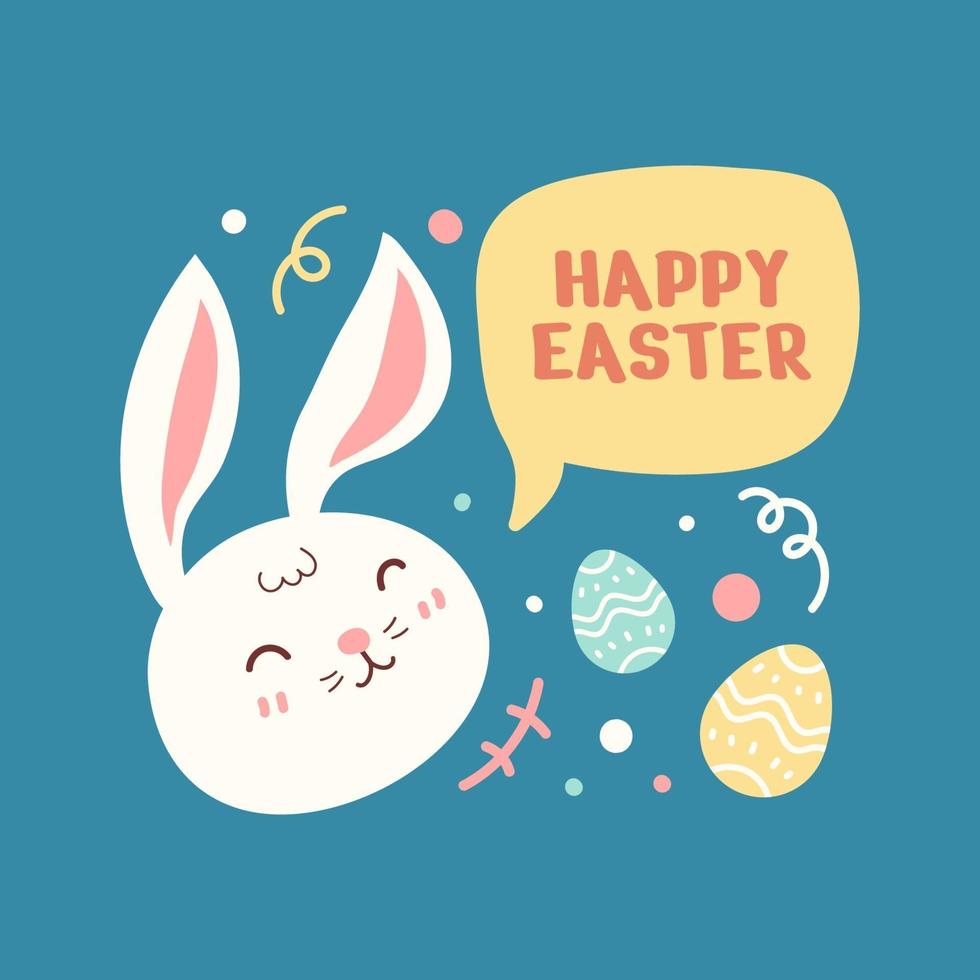 Flat Happy Bunny in Easter day Background vector