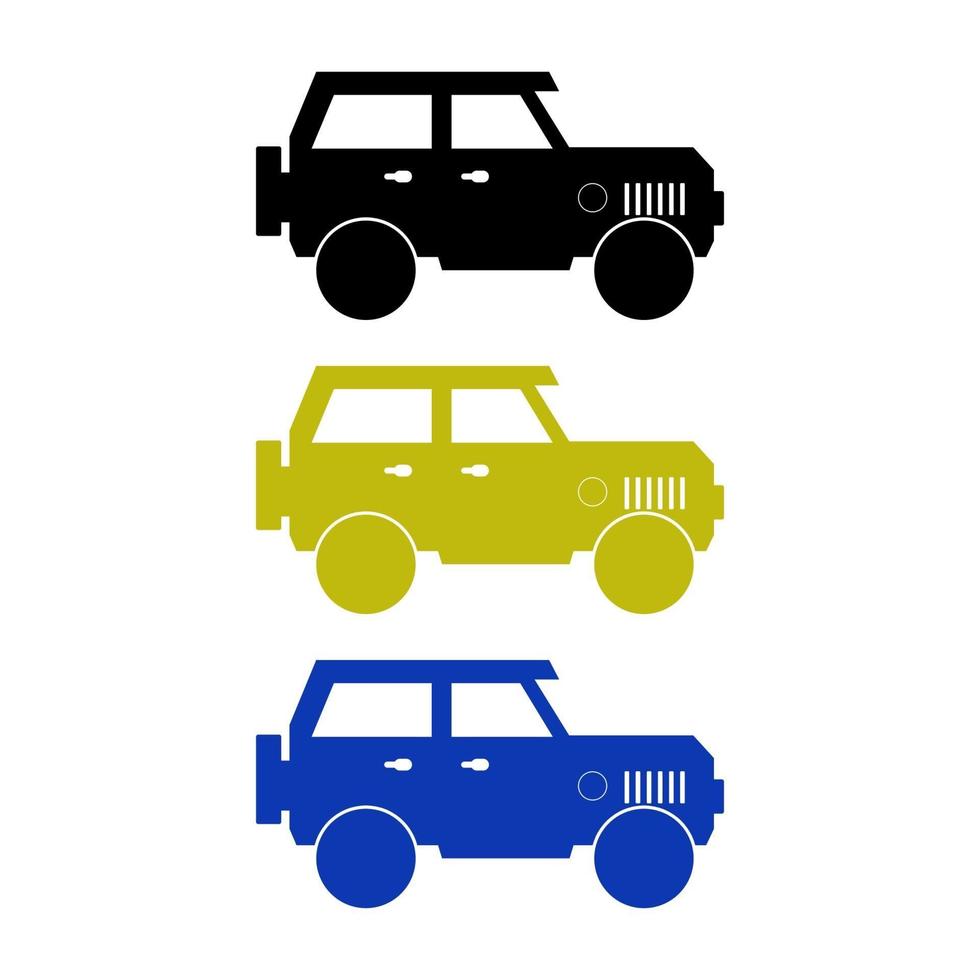 Conjunto de jeeps militares sobre fondo blanco. vector