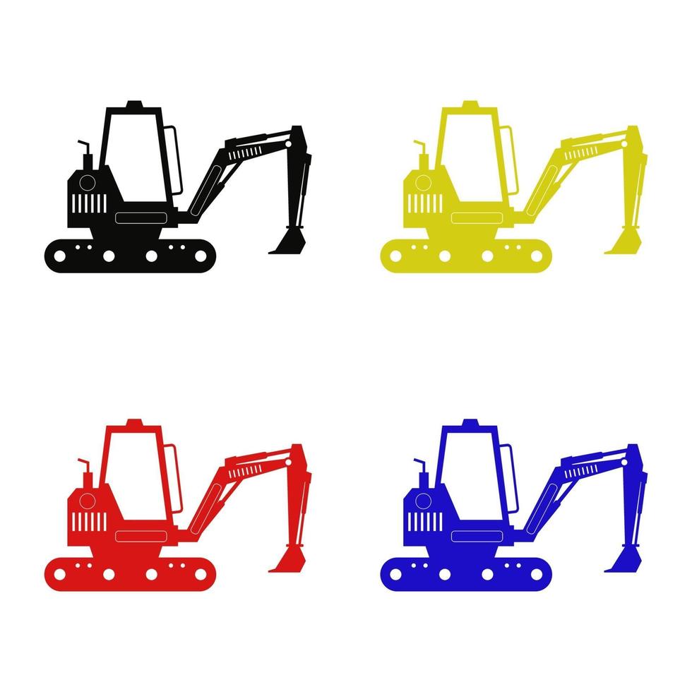 Set Of Excavator On White Background vector