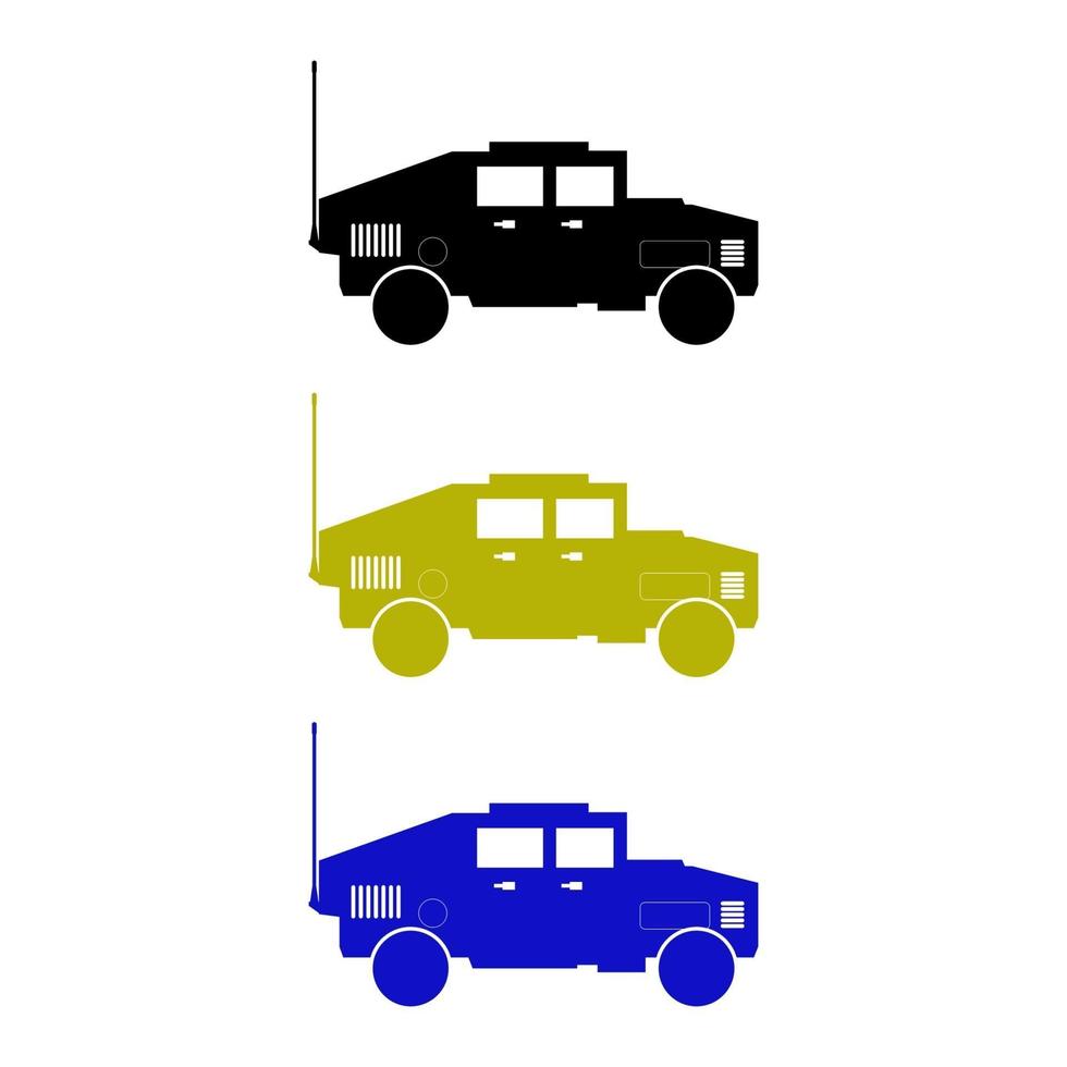 Set Of Military Jeeps On White Background vector