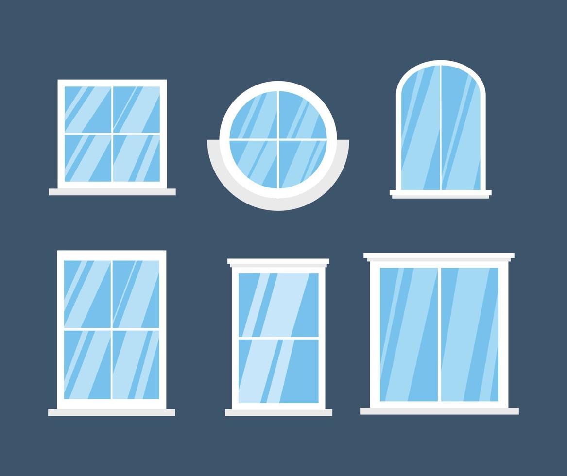 Interior windows of various forms vector illustration flat design
