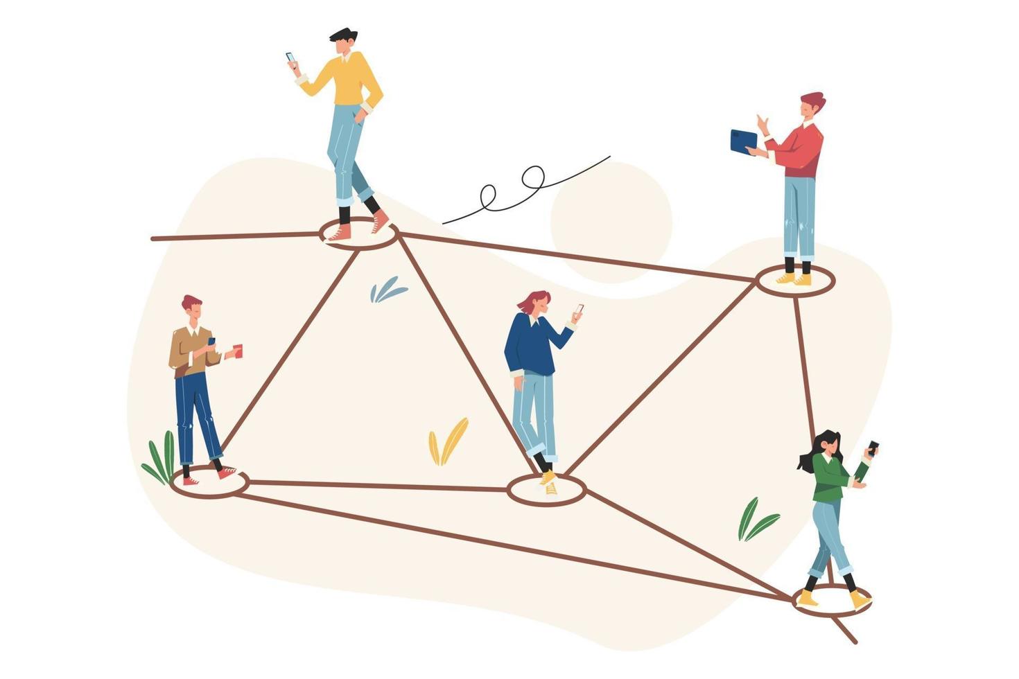 comunicación en línea a través de las redes sociales de internet vector